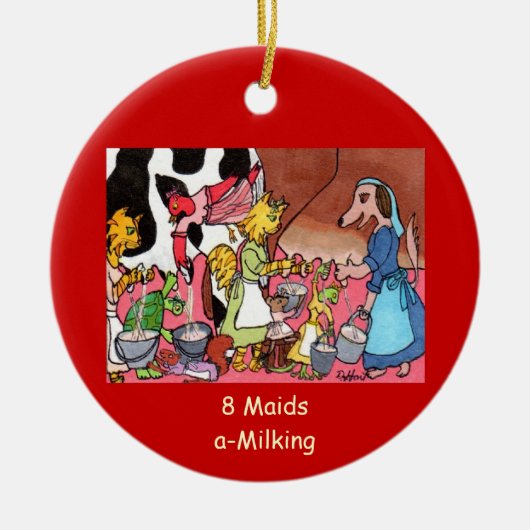 8 Maids a-Milking Keramisch Ornament (Voorkant)