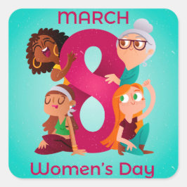 8 March - Women's Day Vierkante Sticker