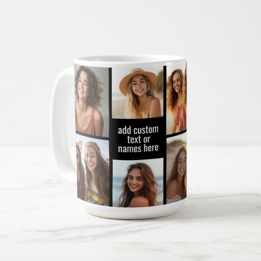 8 minimalistisch fotocollage - zwart en wit raster koffiemok (Voorkant links)