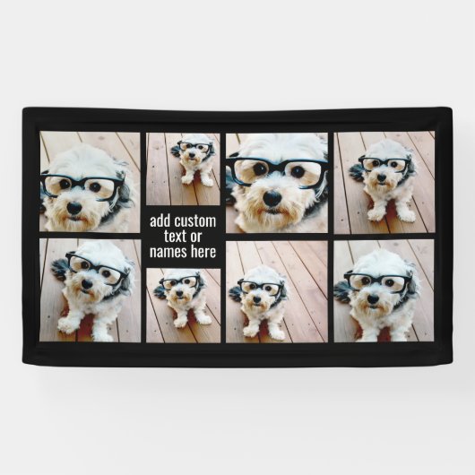 8 minimalistisch fotocollage - zwart en wit raster spandoek (Horizontaal)