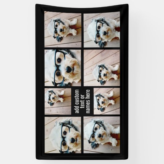 8 minimalistisch fotocollage - zwart en wit raster spandoek (Verticaal)