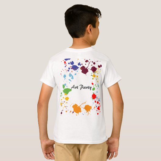 8 Naam Kunst Feest Kleurrijke Spetters T-shirt (Achterkant volledig)