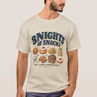 8 Nachten Van Snacks Grappige Hanukkah Eten Retro T-shirt