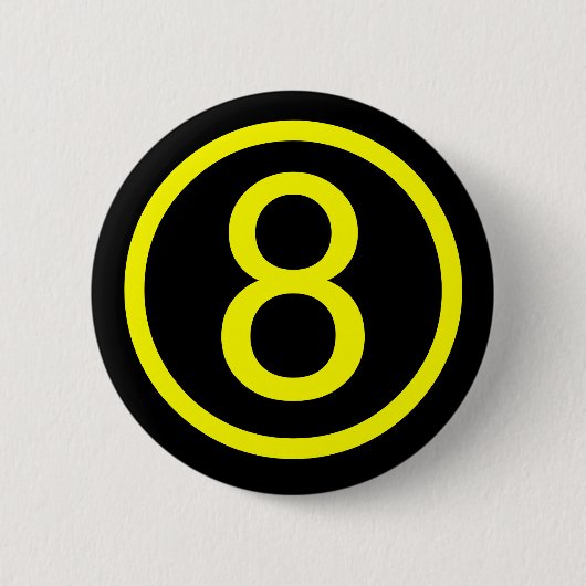 8 - Nummer acht Ronde Button 5,7 Cm (Voorkant)