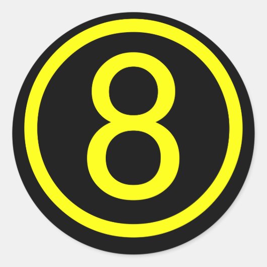 8 - Nummer acht Ronde Sticker (Voorkant)