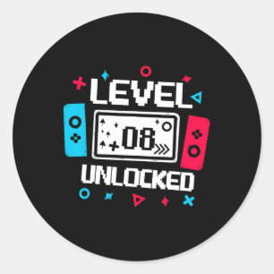 8 Ontgrendelde Gamer - 8e Verjaardag Gift Video Ga Ronde Sticker