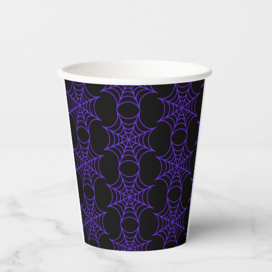 8 oz Paper Cup Paarse Cobweb: Voeg een deksel toe! Papieren Bekers (Voorkant)
