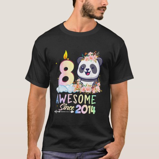 8 Panda Eenhoorn Geweldige sinds 2014 T-shirt (Voorkant)