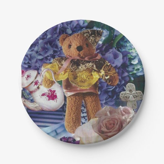 8 Papierdessert Borden Antiek Teddy Bear Papieren Bordje (Voorkant)