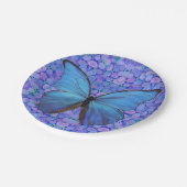 8 Papieren Borden Blauwe Vlinder/Hydrangeas Bordje (Gekanteld)