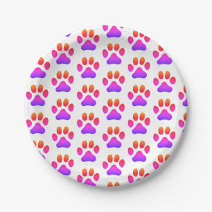 8 Papieren Borden Groovy Paw Prints Papieren Bordje