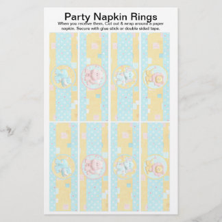 8 per vel Safari Baby shower Paper Napkin Rings Flyer