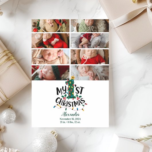 8 Photo Christmas Tree Lights First Christmas Feestdagenkaart