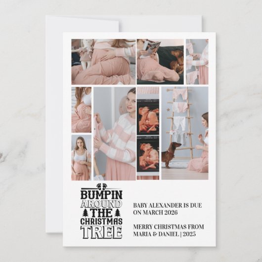 8 Photo Christmas Tree Pregnancy Announcement Feestdagenkaart (Voorkant)