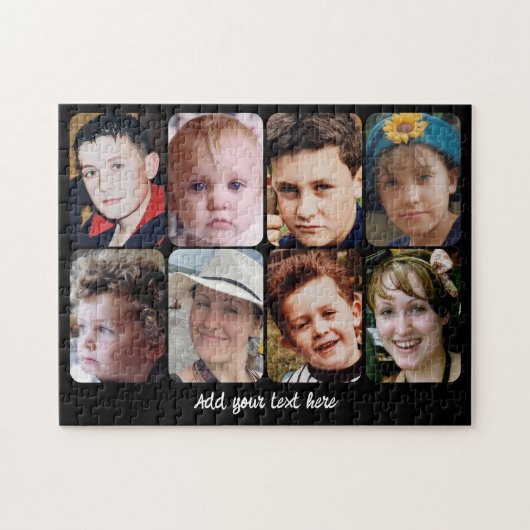 8 photo collage add text black legpuzzel (Horizontaal)
