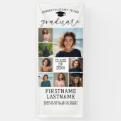 8 Photo Collage Afstuderen Modern Minimal White Spandoek (Verticaal)