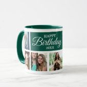 8 Photo Collage Green Happy Birthday     Mok (Voorkant links)
