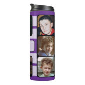 8 photo collage initials purple black thermosbeker (Geroteerd rechts)
