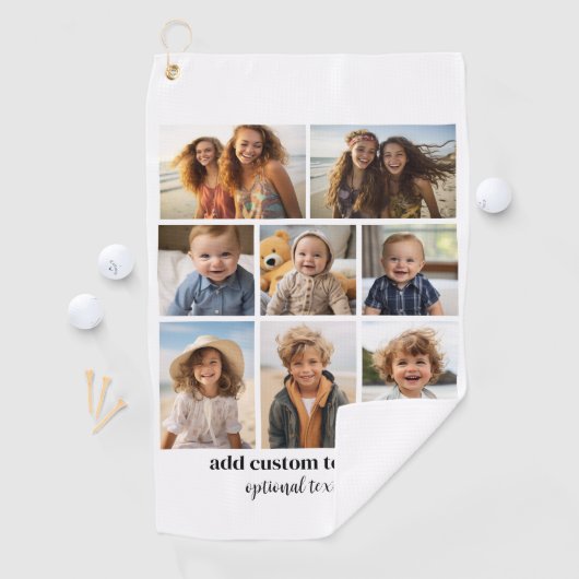 8 Photo Collage - Modern Minimal Zwart-wit Golfhanddoek (Insitu)
