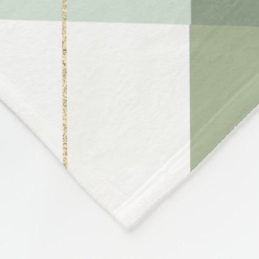 8 Photo Collage Monogram Sage Green Gingham Plaid Fleece Deken (Hoek)