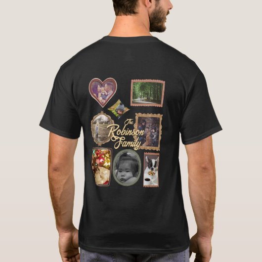 8 Photo Collage Retro Family Frames CUSTOM T-shirt (Achterkant)