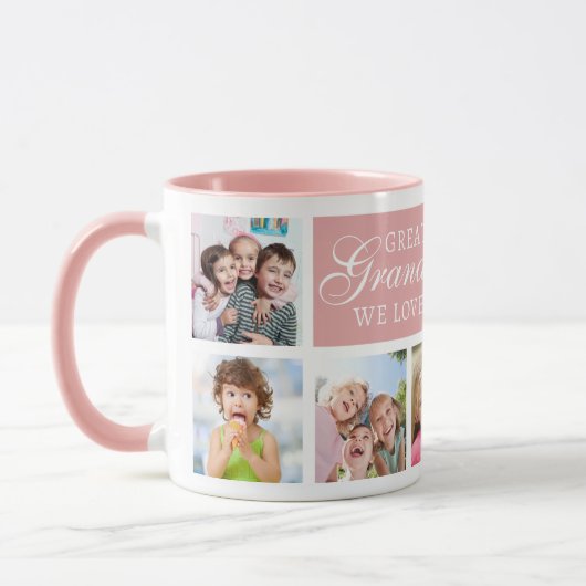 8 Photo Collage We Love You Great Grandma Pink Mok (Links)