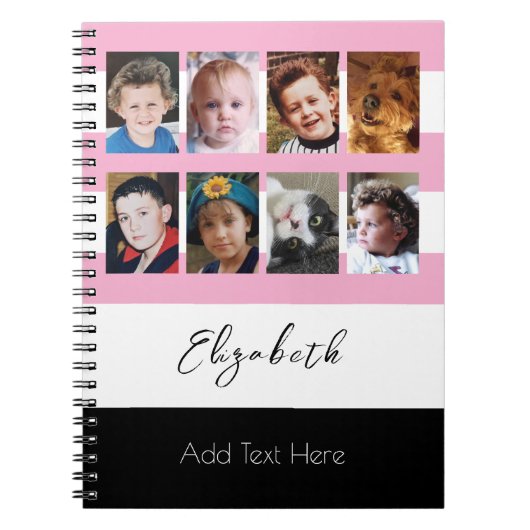 8 photo custom name pink notitieboek (Voorkant)