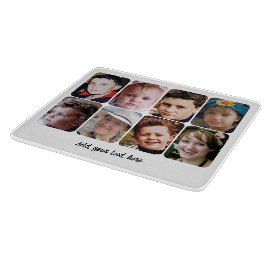 8 photo custom text white snijplank (Hoek)