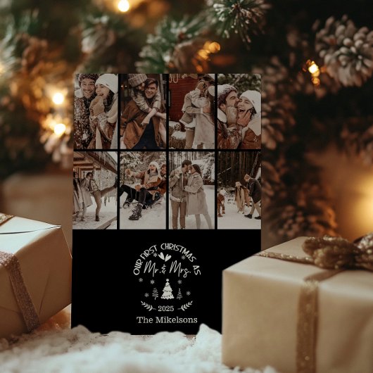 8 Photo First Christmas as Mr. & Mrs Feestdagenkaart