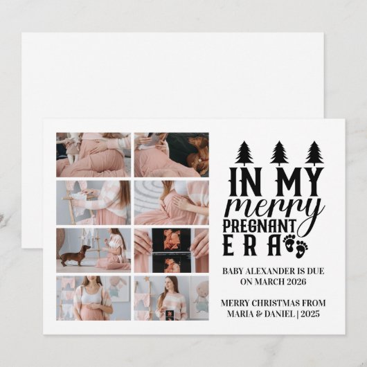 8 Photo In My Merry Pregnant Era Christmas Feestdagenkaart (Voorkant / Achterkant)