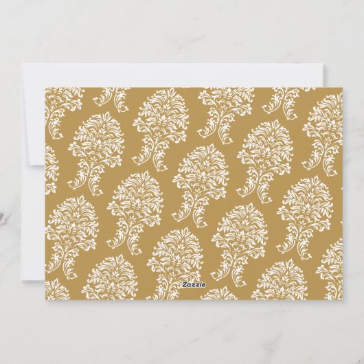 8 Photo Merry Kerstscript Gold Damask Feestdagenkaart (Achterkant)