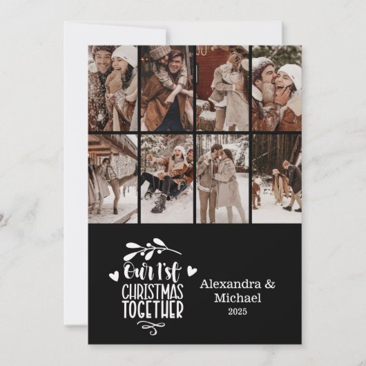 8 Photo Minimalist First Christmas Together Feestdagenkaart (Voorkant)