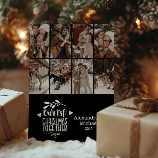 8 Photo Minimalist First Christmas Together Feestdagenkaart