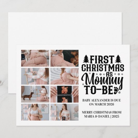 8 Photo Mommy to be Christmas Pregnancy  Feestdagenkaart (Voorkant / Achterkant)