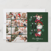 8 Photo Retro Gingham Santa & Friends Christmas Feestdagenkaart (Voorkant)