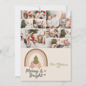 8 Photo Retro Rainbow Merry & Bright  Feestdagenkaart (Voorkant)