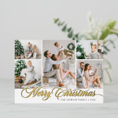 8 PHOTO Sparkle Merry-kerstgroet Folie Feestdagenkaart (Staand Voorkant)