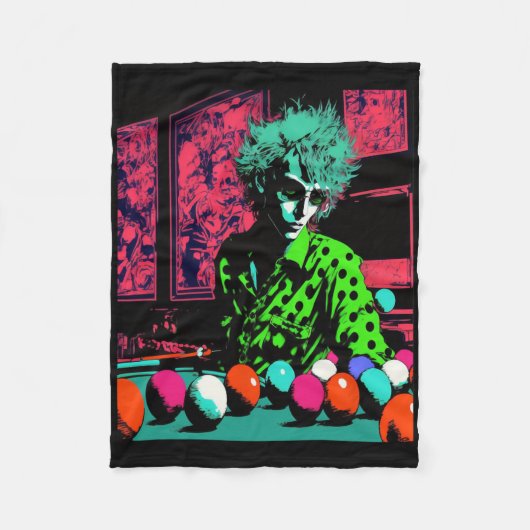 8-pool biljartfans Retro Pop Art Style Biljart Fleece Deken (Voorkant)