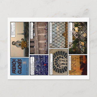 8 postales "French Clichés" con poema en Francés Briefkaart