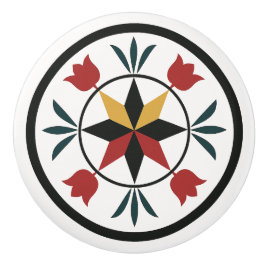 8-Pt Star Tulpen Pennsylvania Nederlandse Hex Sign Keramische Knop