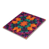 8 Punt Oranje bloemen Tegeltje (Zijkant)