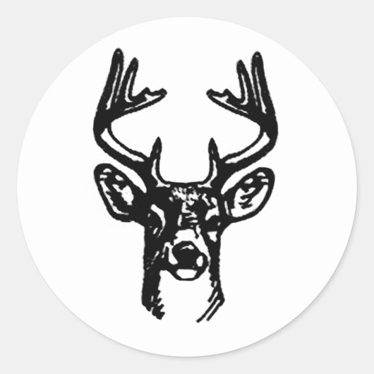 8-punts Buck White Tail Deal Ronde Sticker (Voorkant)