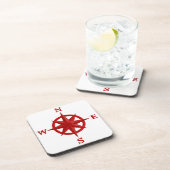 8-punts Compass-Roos, diep rood en wit Drankjes Onderzetter (Rechterzijde)