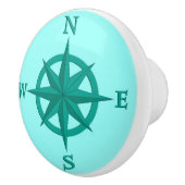 8-punts Compass-Roos, Turquoise en Aqua Keramische Knop (Rechts)