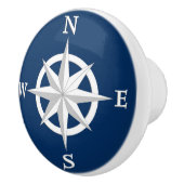 8-punts Compass Roos, White en Navy Blue Keramische Knop (Rechts)