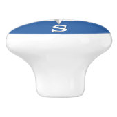 8-punts Compass-Roos, wit en kobalt blauw Keramische Knop (Zijkant)