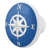8-punts Compass-Roos, wit en kobalt blauw Keramische Knop (Rechts)