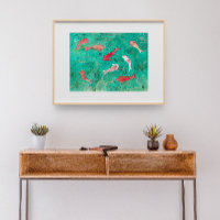8 Rood en Goud Koi Karper Aquarel