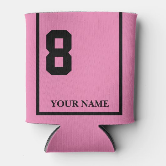 8 Roze met Zwart Paard Zadeldeken Custom Blikjeskoeler (Voorkant)