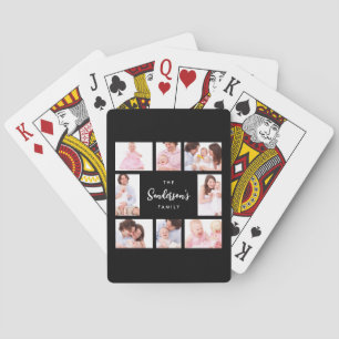 8 secties familie foto in zwarte lijst pokerkaarten